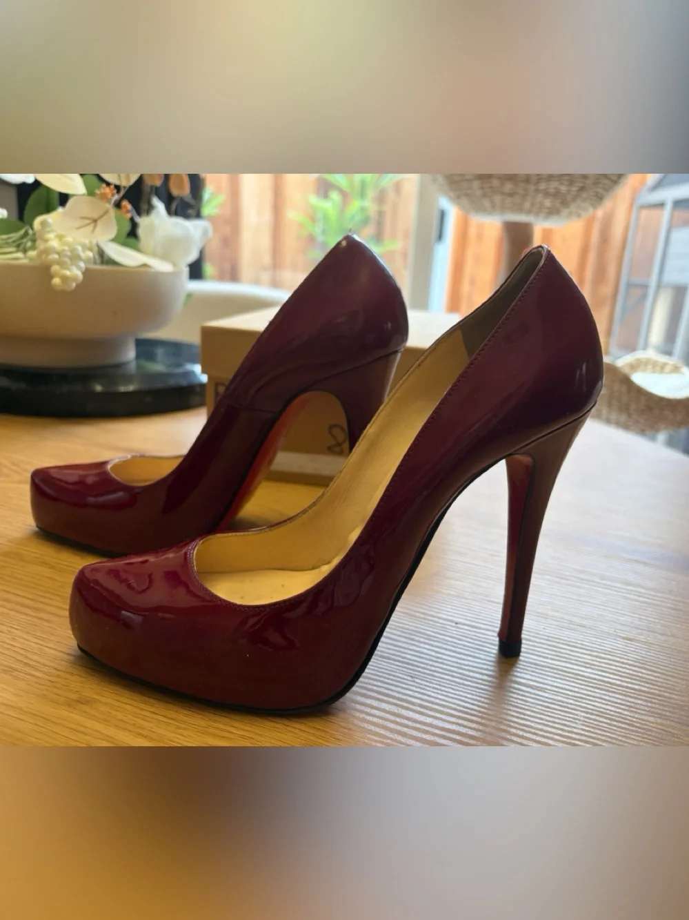 Christian Louboutin Burgundy Patent Stiletto Pumps
